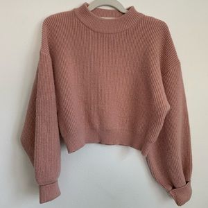 Cropped Long Sleeve Sweater : Dust Rose